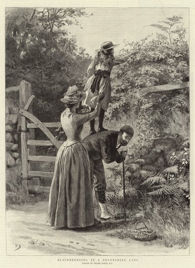 Recolección de moras en un camino de Devonshire de Frank Dadd